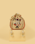RASA Heritage Embroidered Potli Bag - Beige