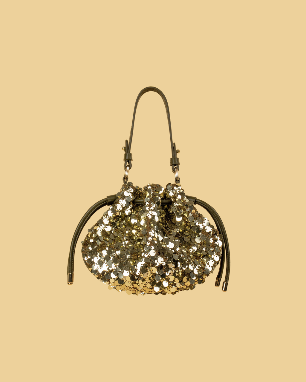 ZIVA Sequin Bucket Potli Bag - Olive