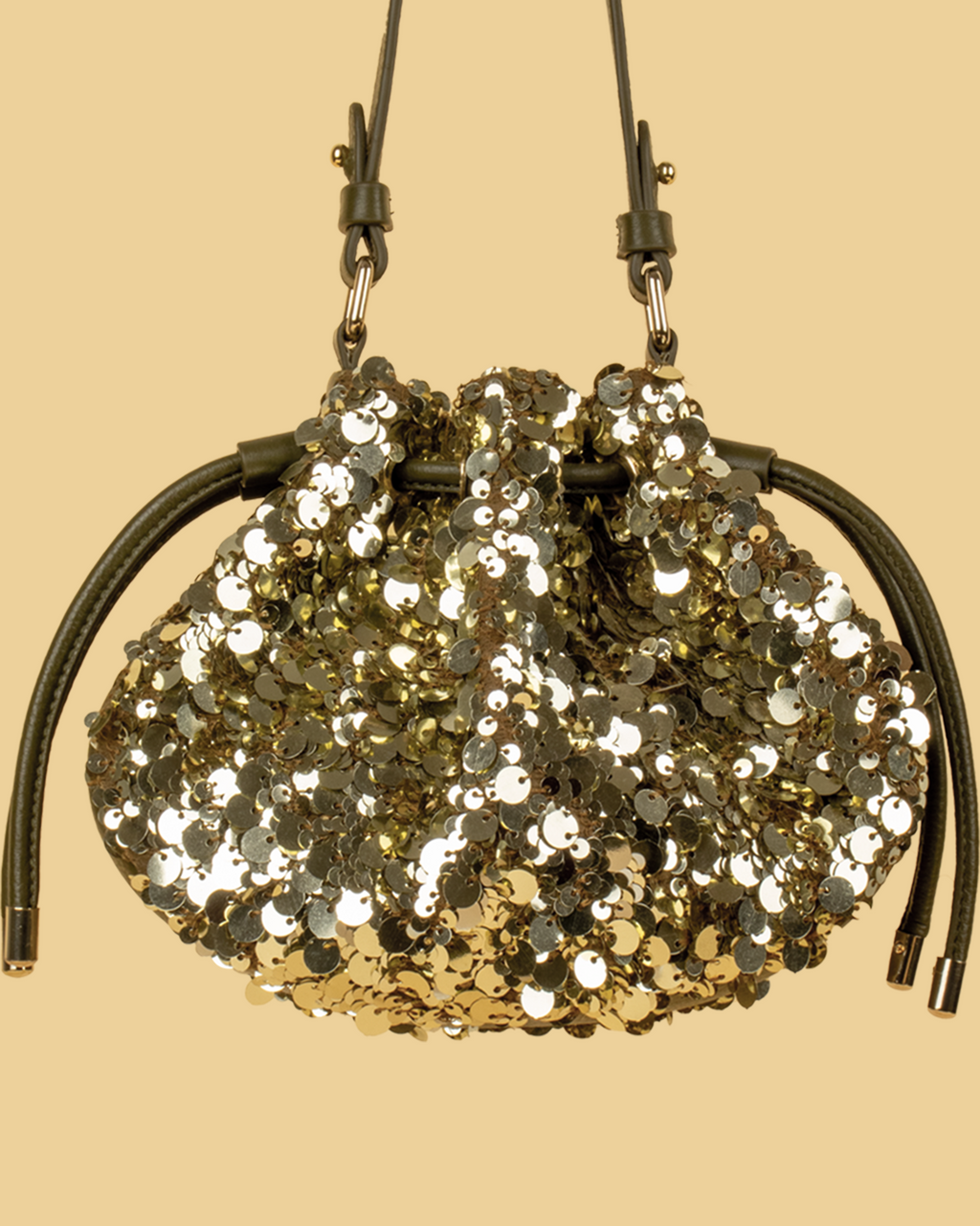 ZIVA Sequin Bucket Potli Bag - Olive