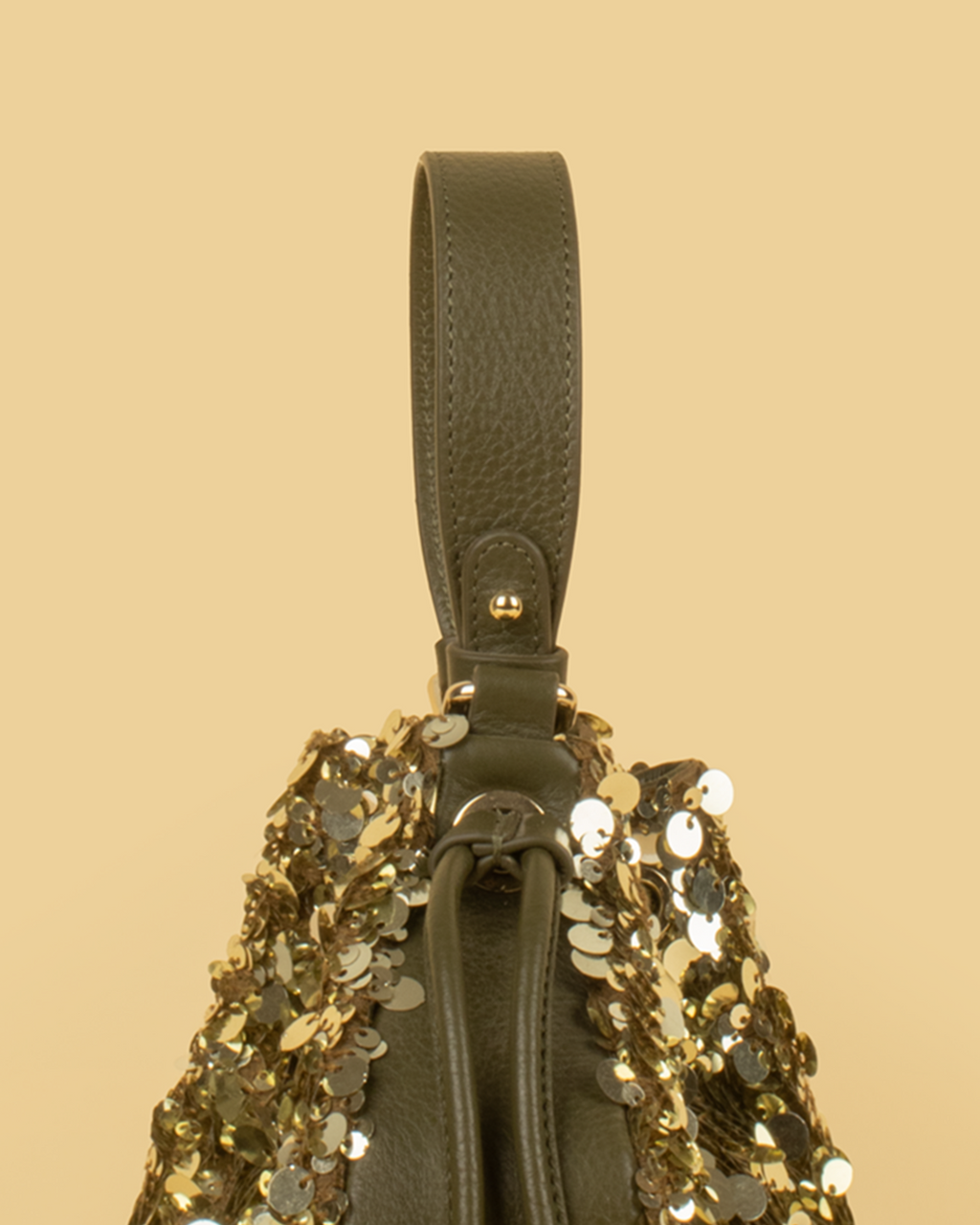 ZIVA Sequin Bucket Potli Bag - Olive