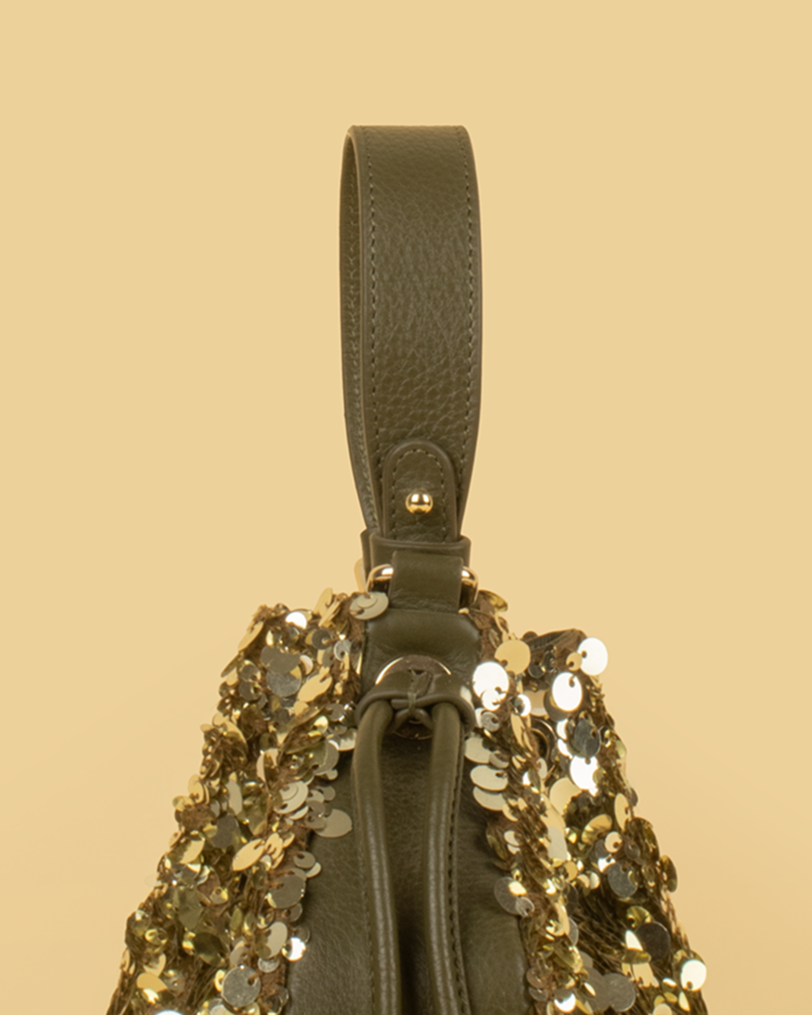 ZIVA Sequin Bucket Potli Bag - Olive