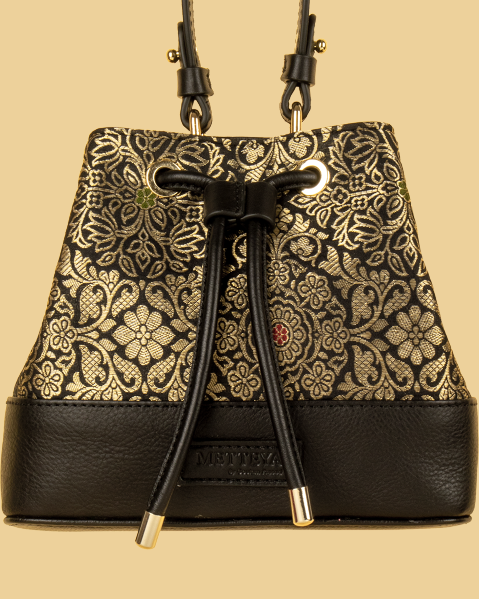 ZARIKA Brocade Bucket Bag - Black