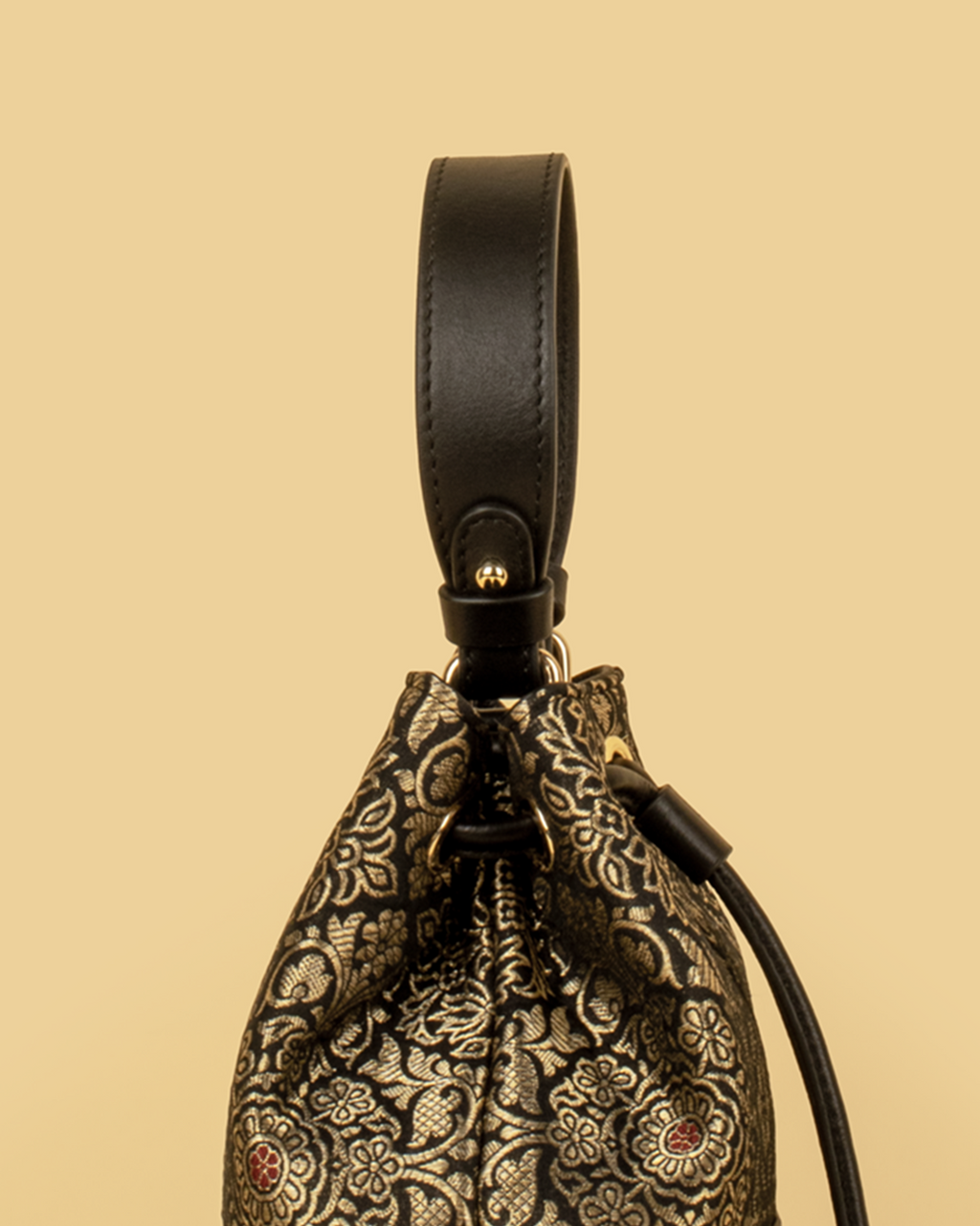 ZARIKA Brocade Bucket Bag - Black