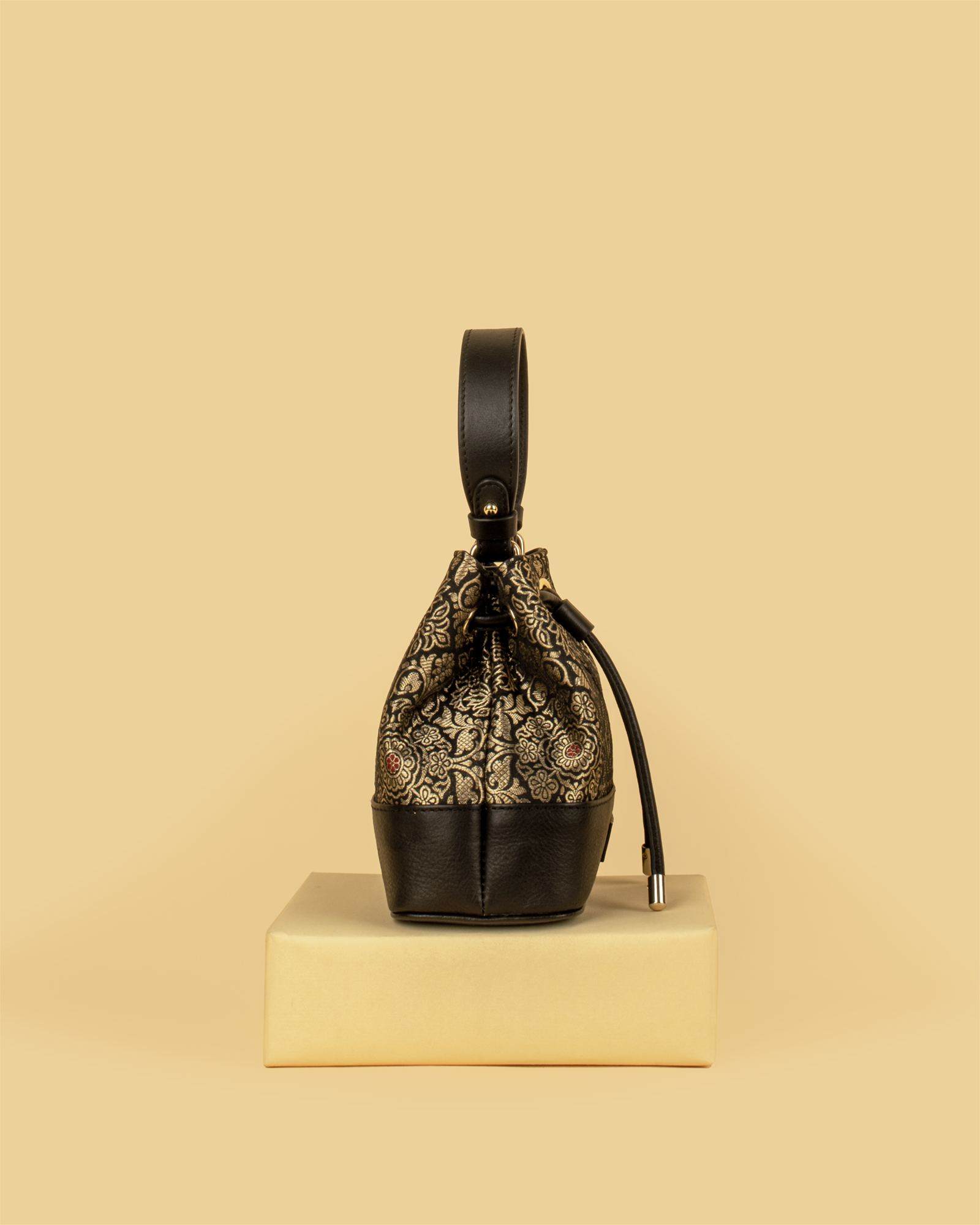 ZARIKA Brocade Bucket Bag - Black