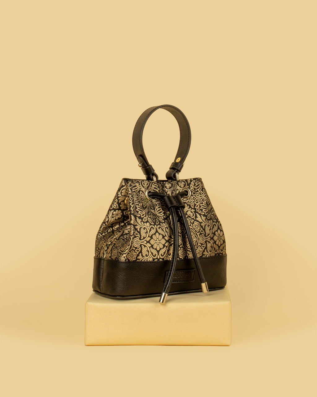ZARIKA Brocade Bucket Bag - Black