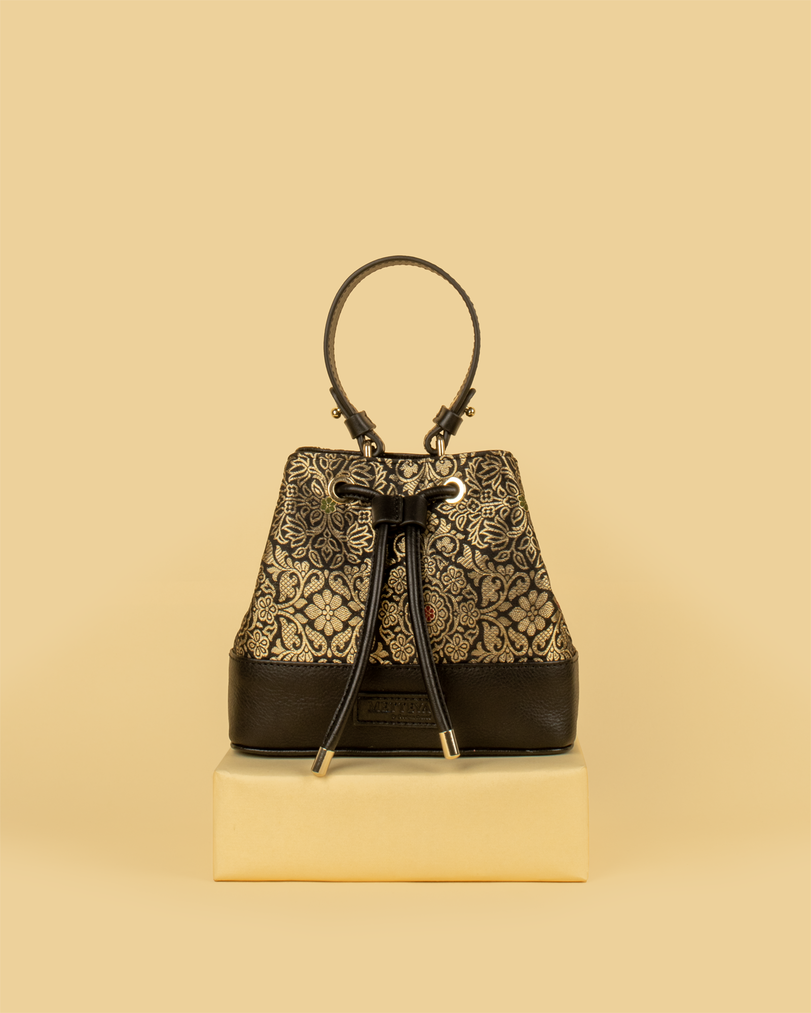 ZARIKA Brocade Bucket Bag - Black