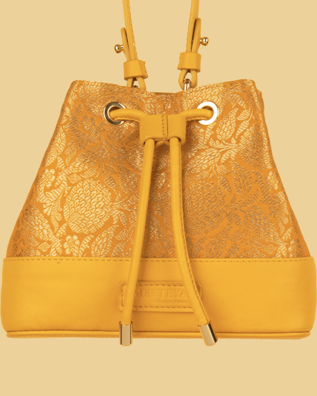 ZARIKA Brocade Bucket Bag - Yellow