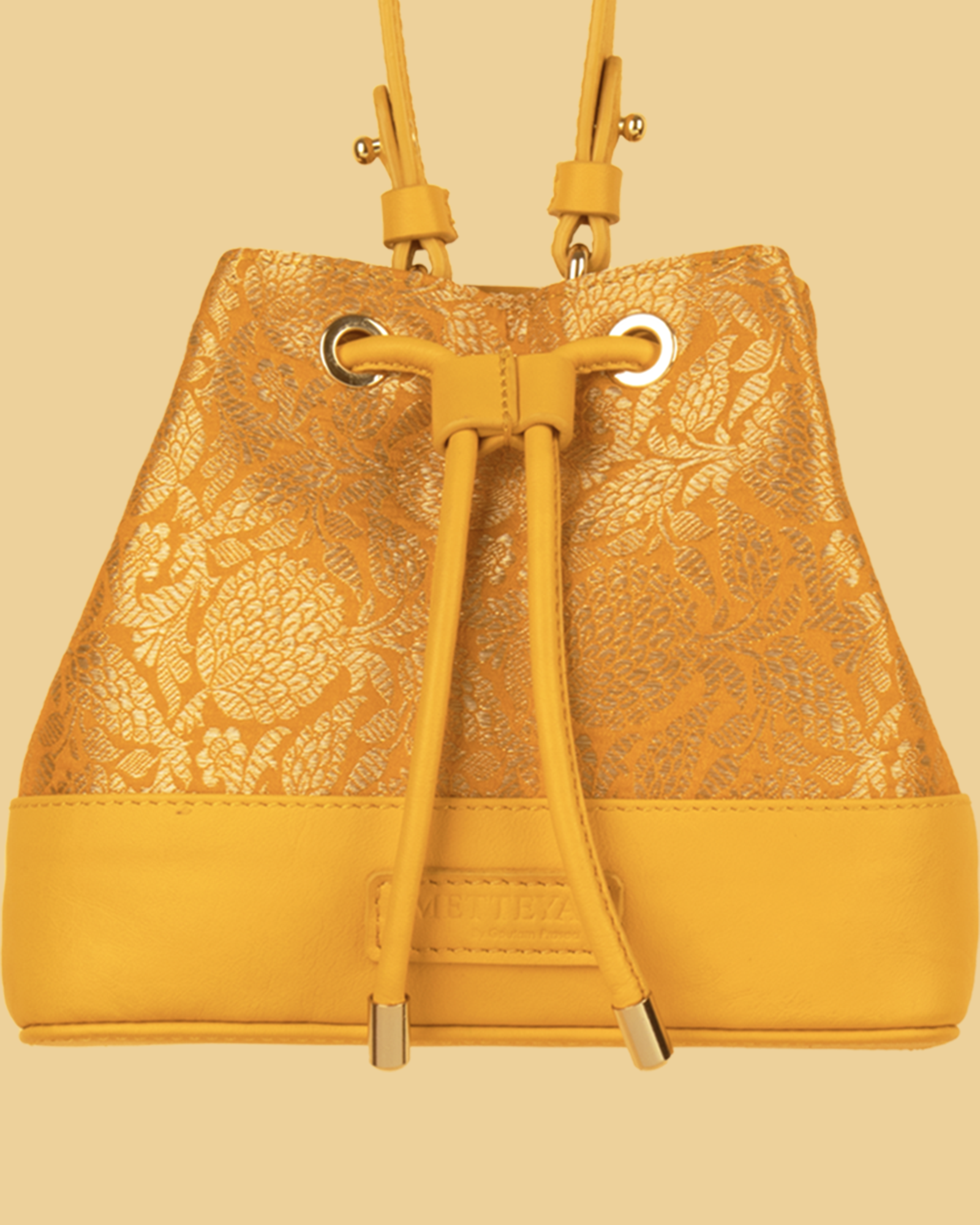 ZARIKA Brocade Bucket Bag - Yellow