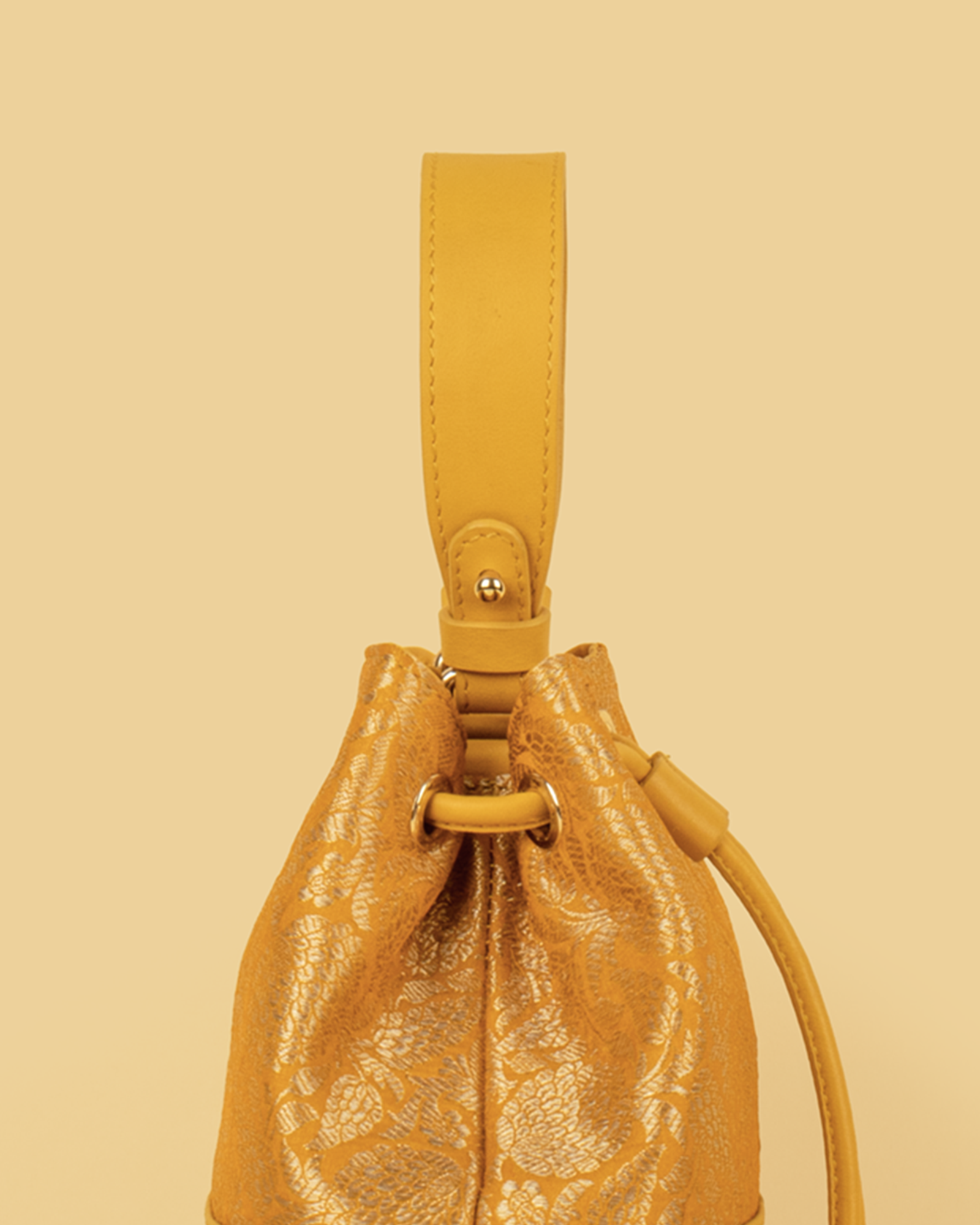 ZARIKA Brocade Bucket Bag - Yellow
