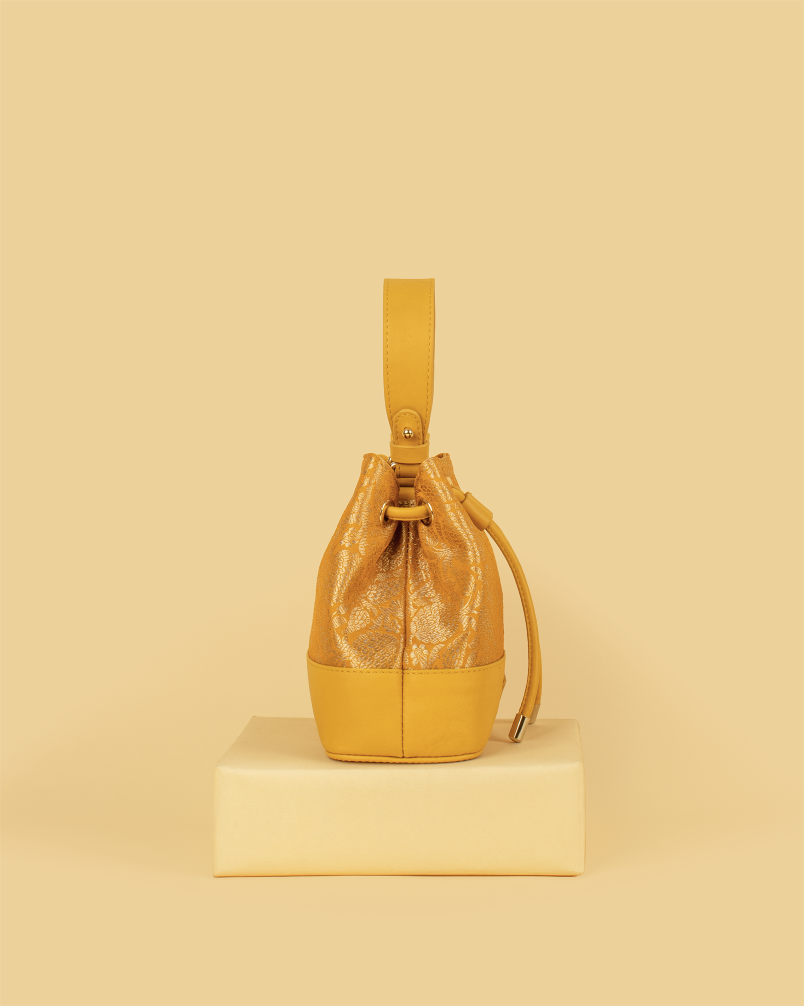 ZARIKA Brocade Bucket Bag - Yellow