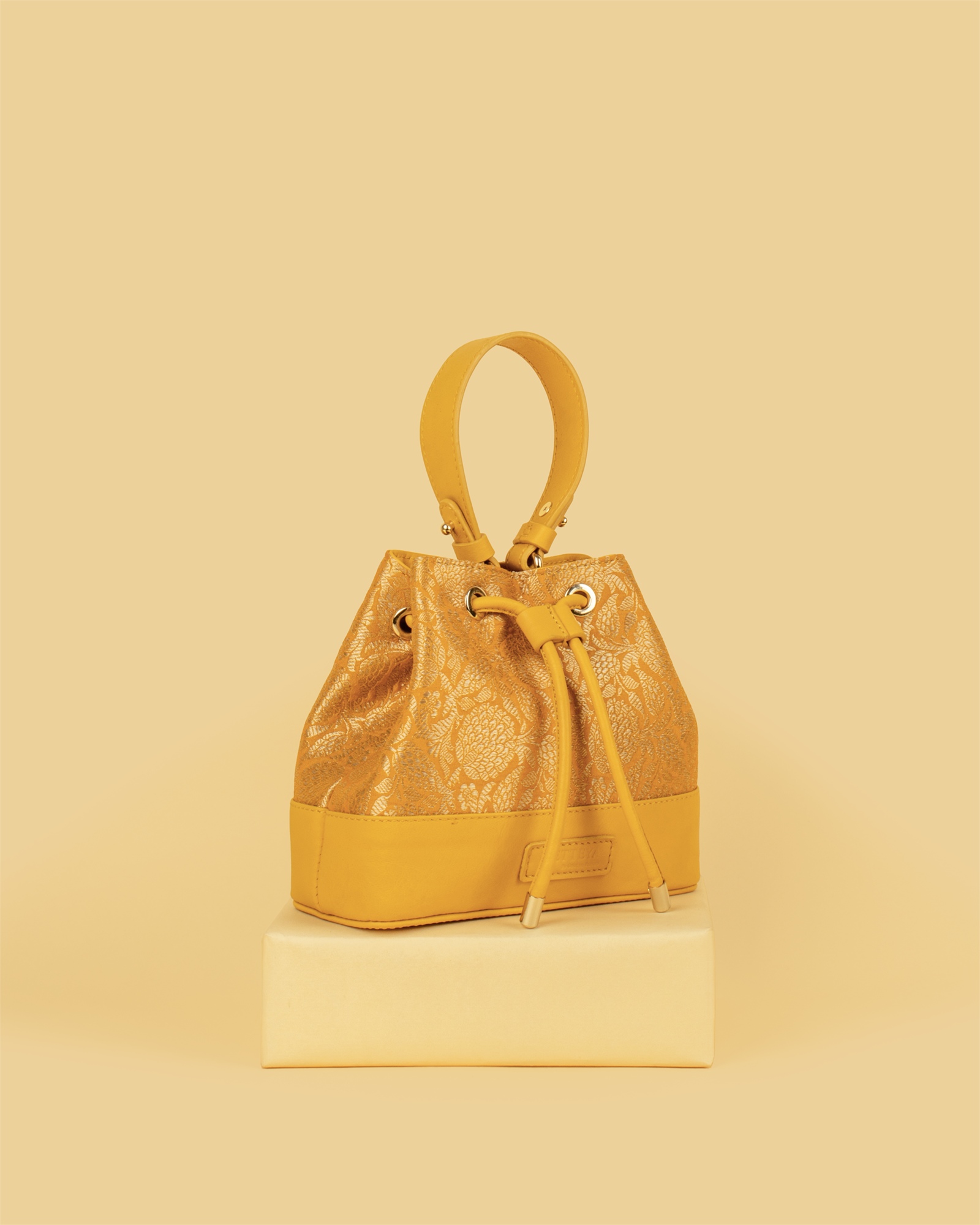 ZARIKA Brocade Bucket Bag - Yellow