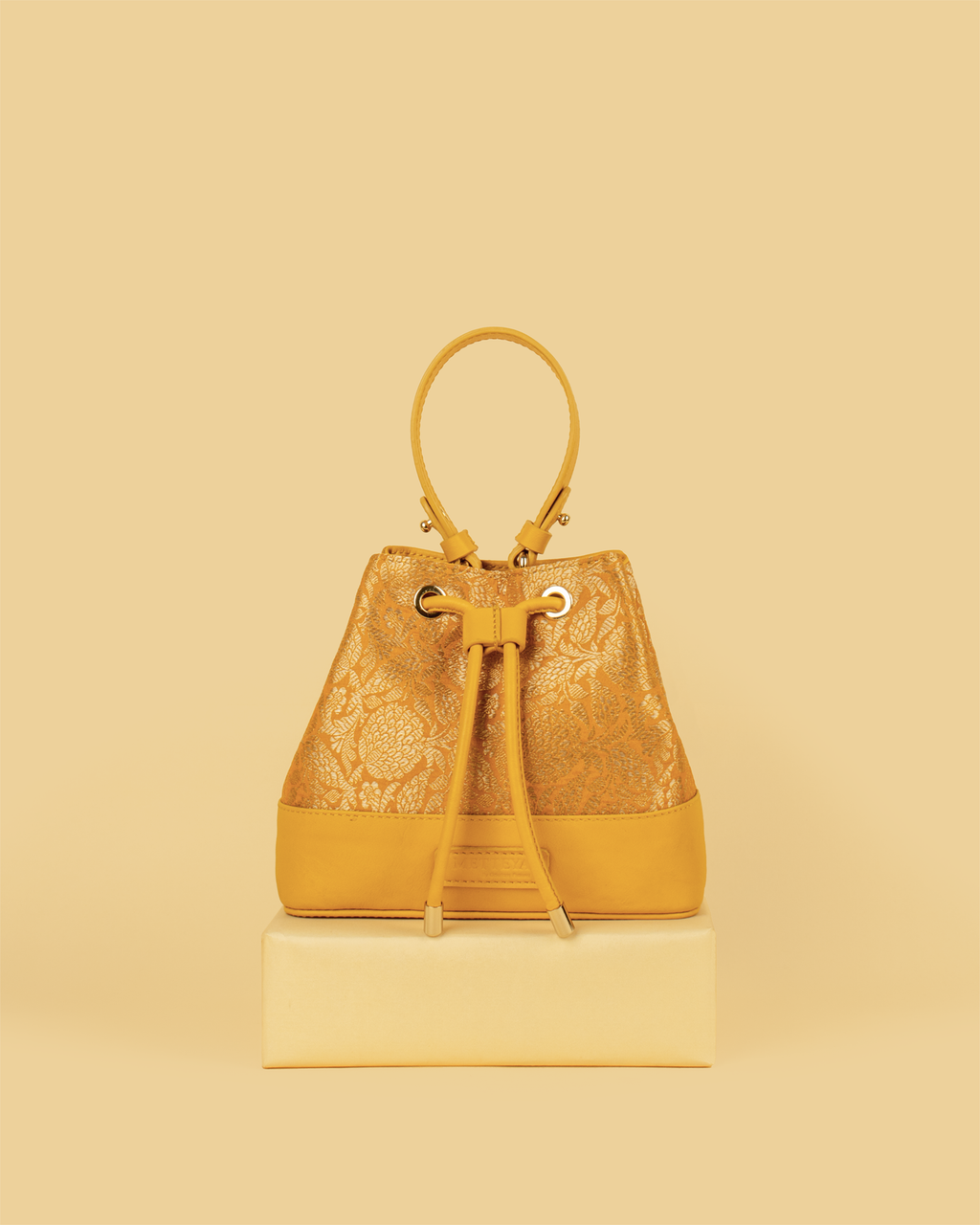 ZARIKA Brocade Bucket Bag - Yellow