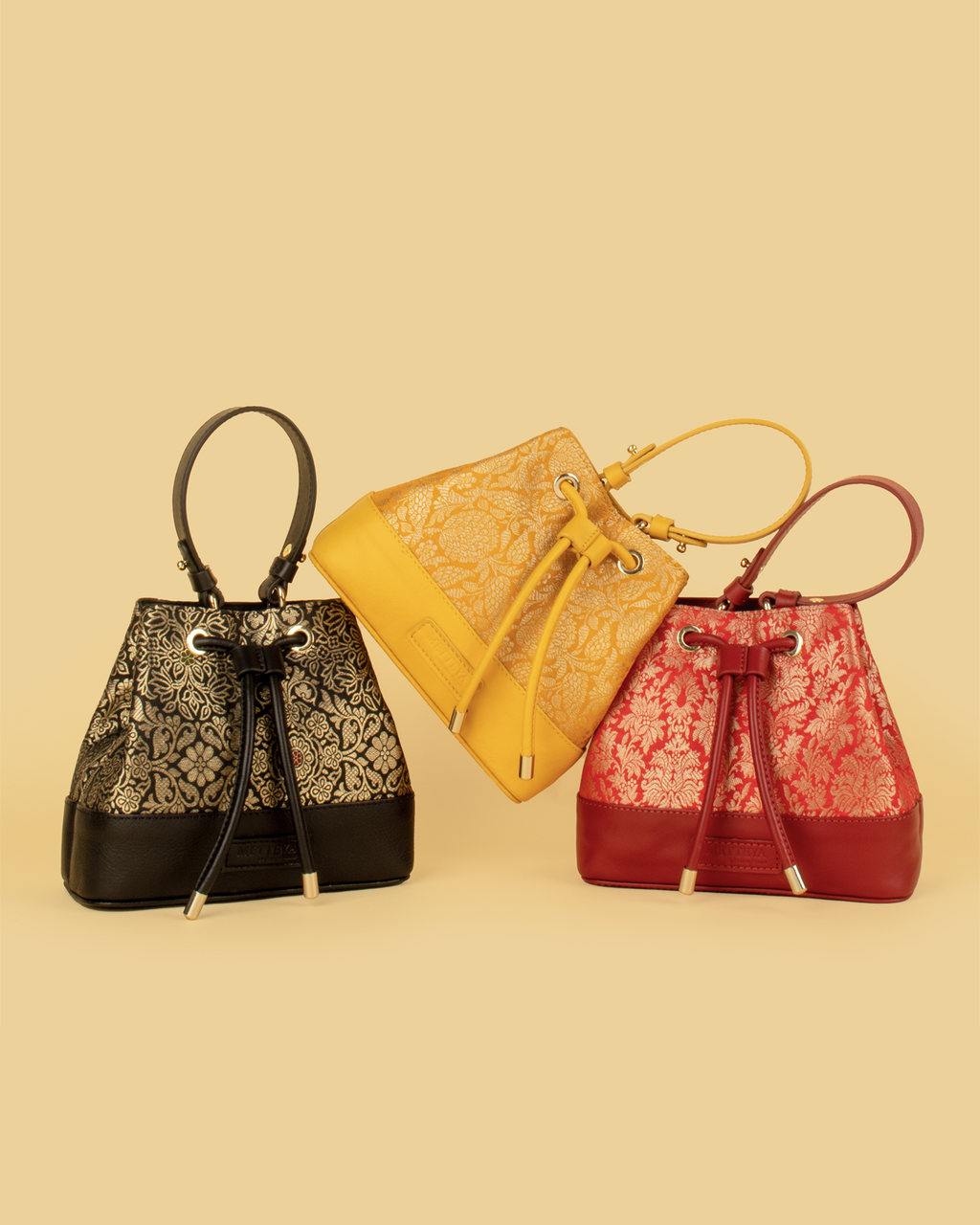 ZARIKA Brocade Bucket Bag - Yellow