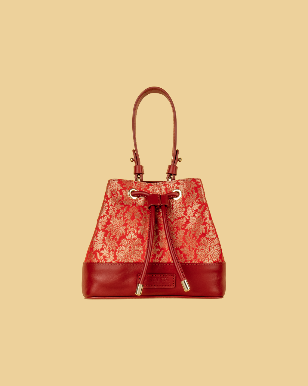 ZARIKA Brocade Bucket Bag - Red