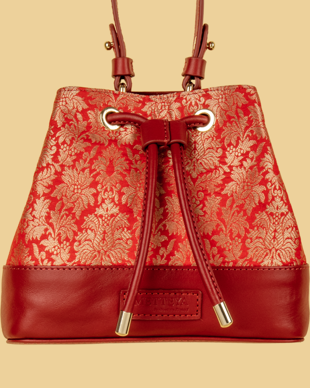 ZARIKA Brocade Bucket Bag - Red
