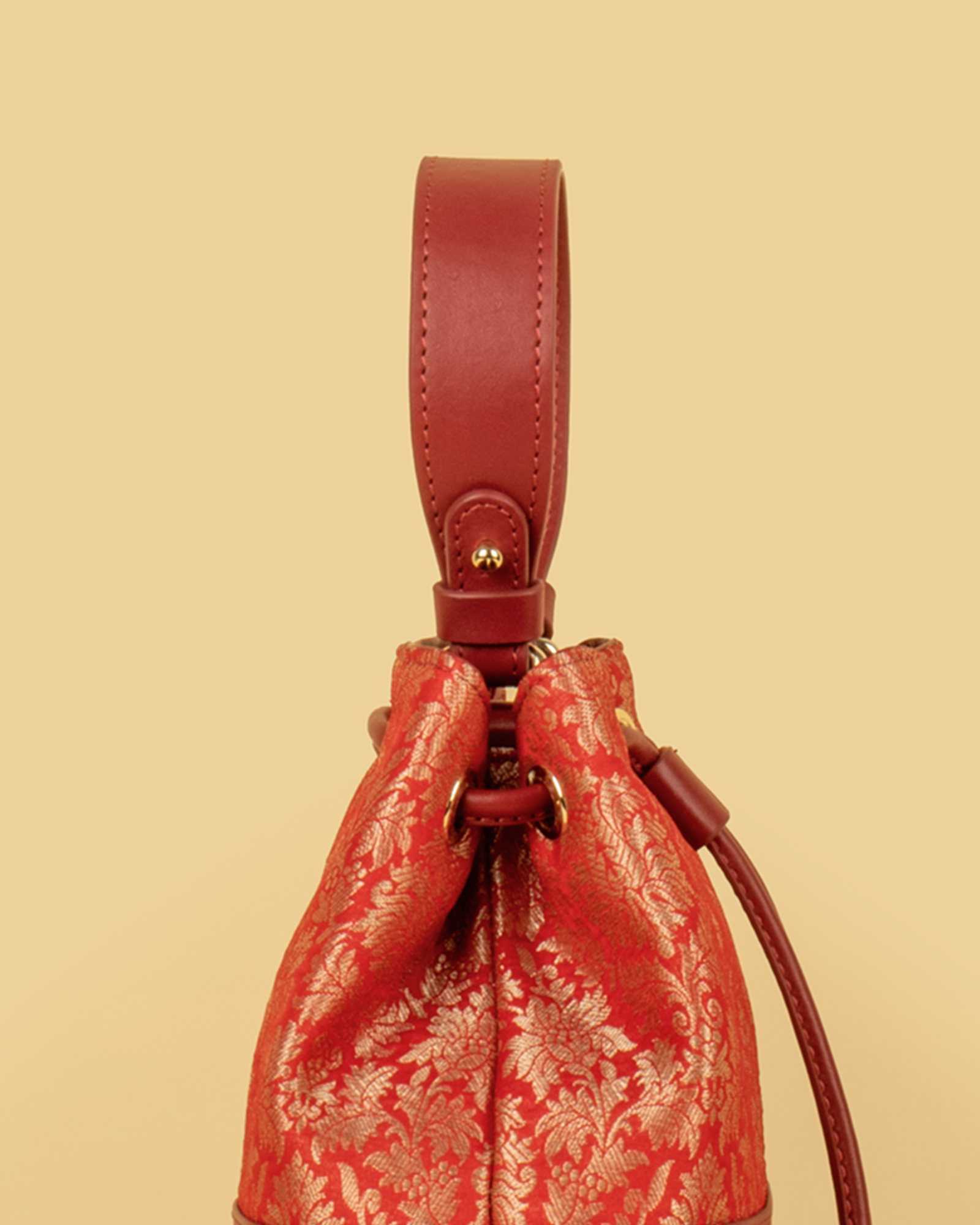 ZARIKA Brocade Bucket Bag - Red