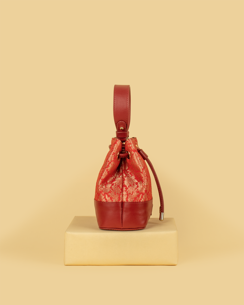 ZARIKA Brocade Bucket Bag - Red