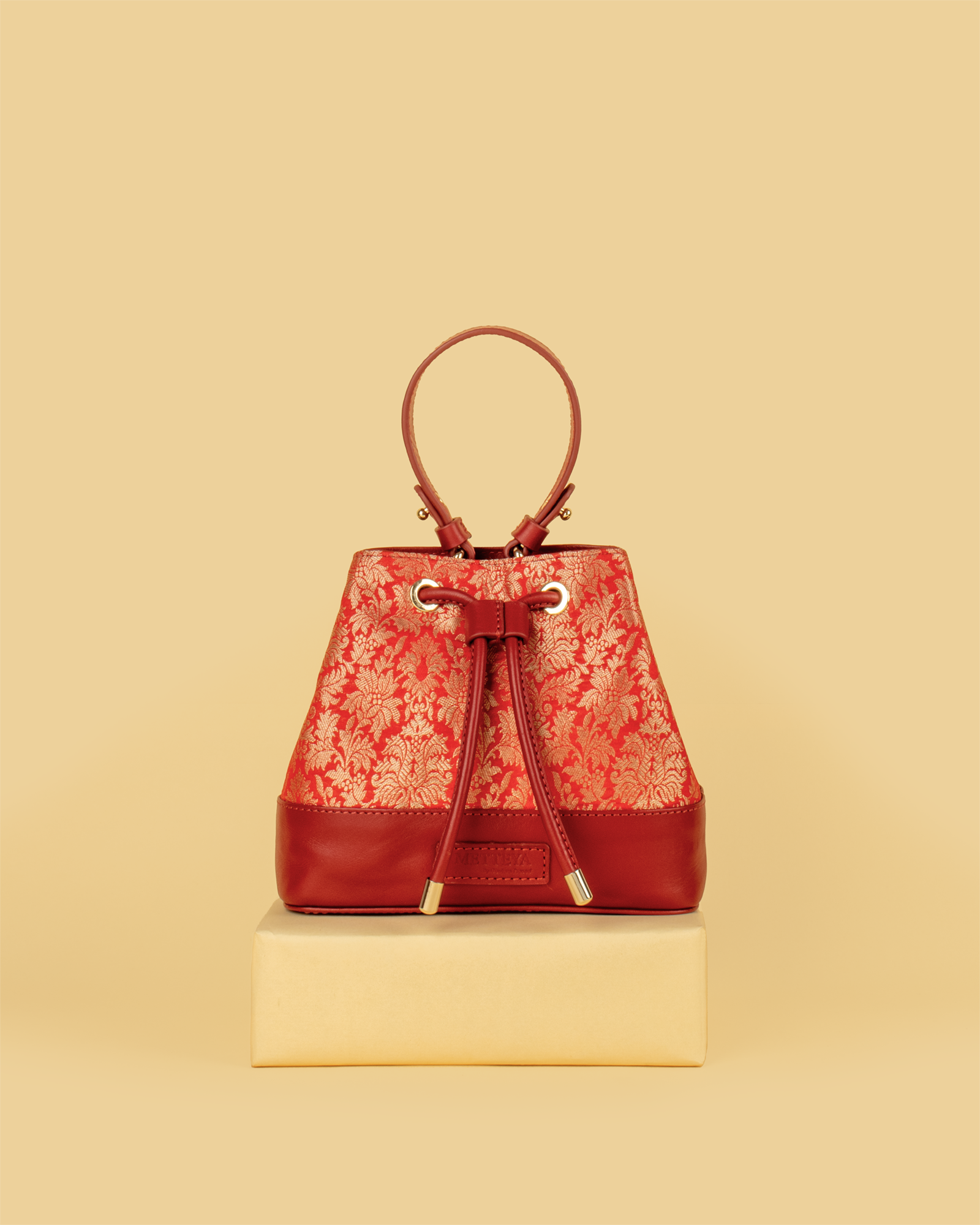 ZARIKA Brocade Bucket Bag - Red