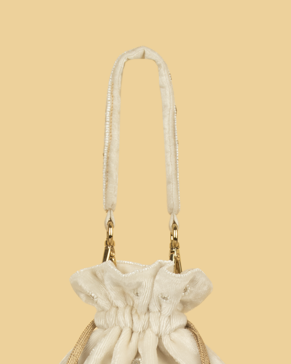 ELARA Pearl Embellished Potli Bag - Off White
