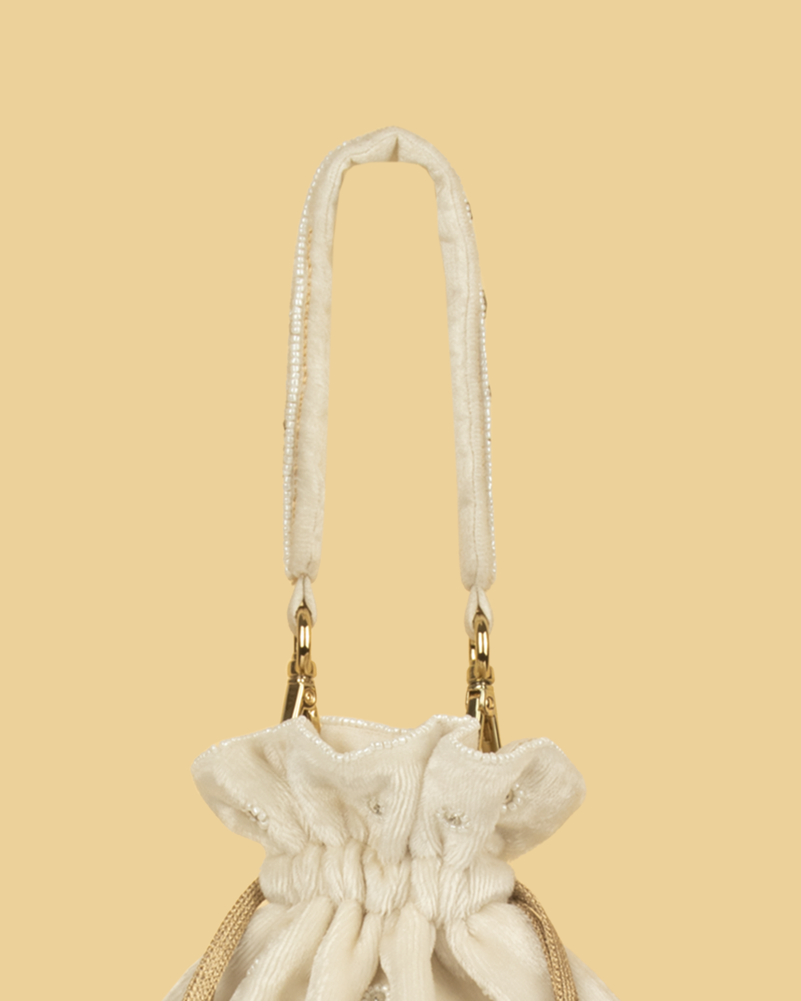 ELARA Pearl Embellished Potli Bag - Off White