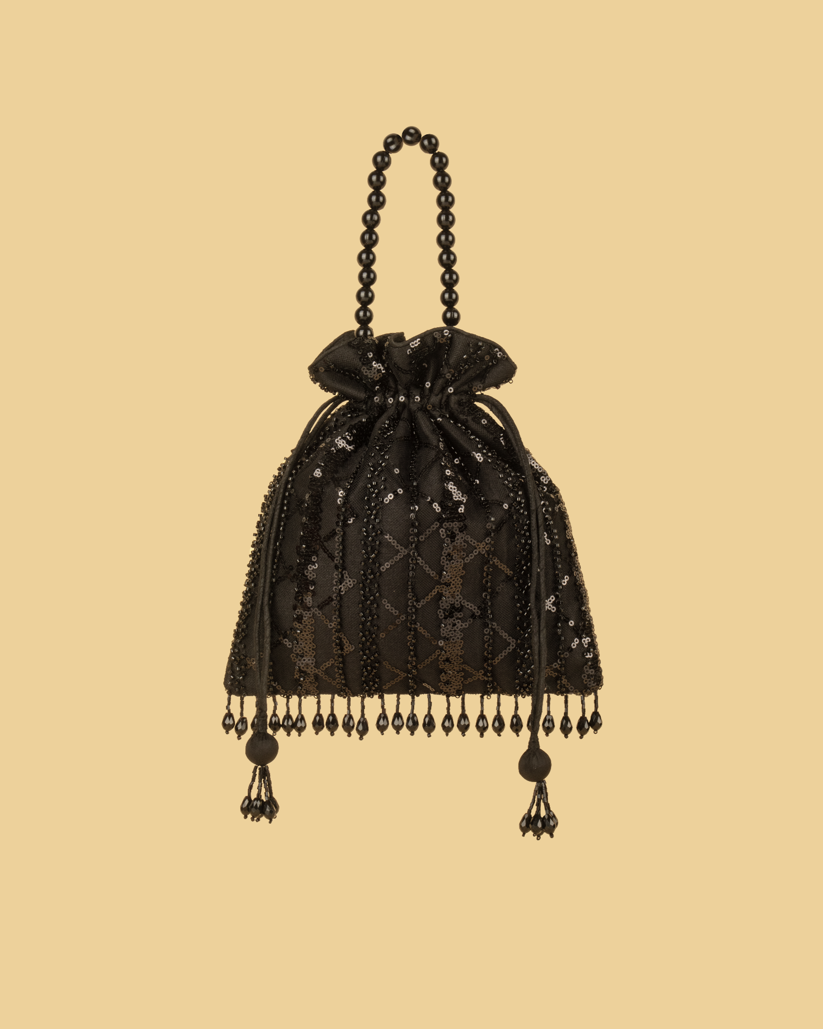 ELYSE Sequin Potli Bag - Black