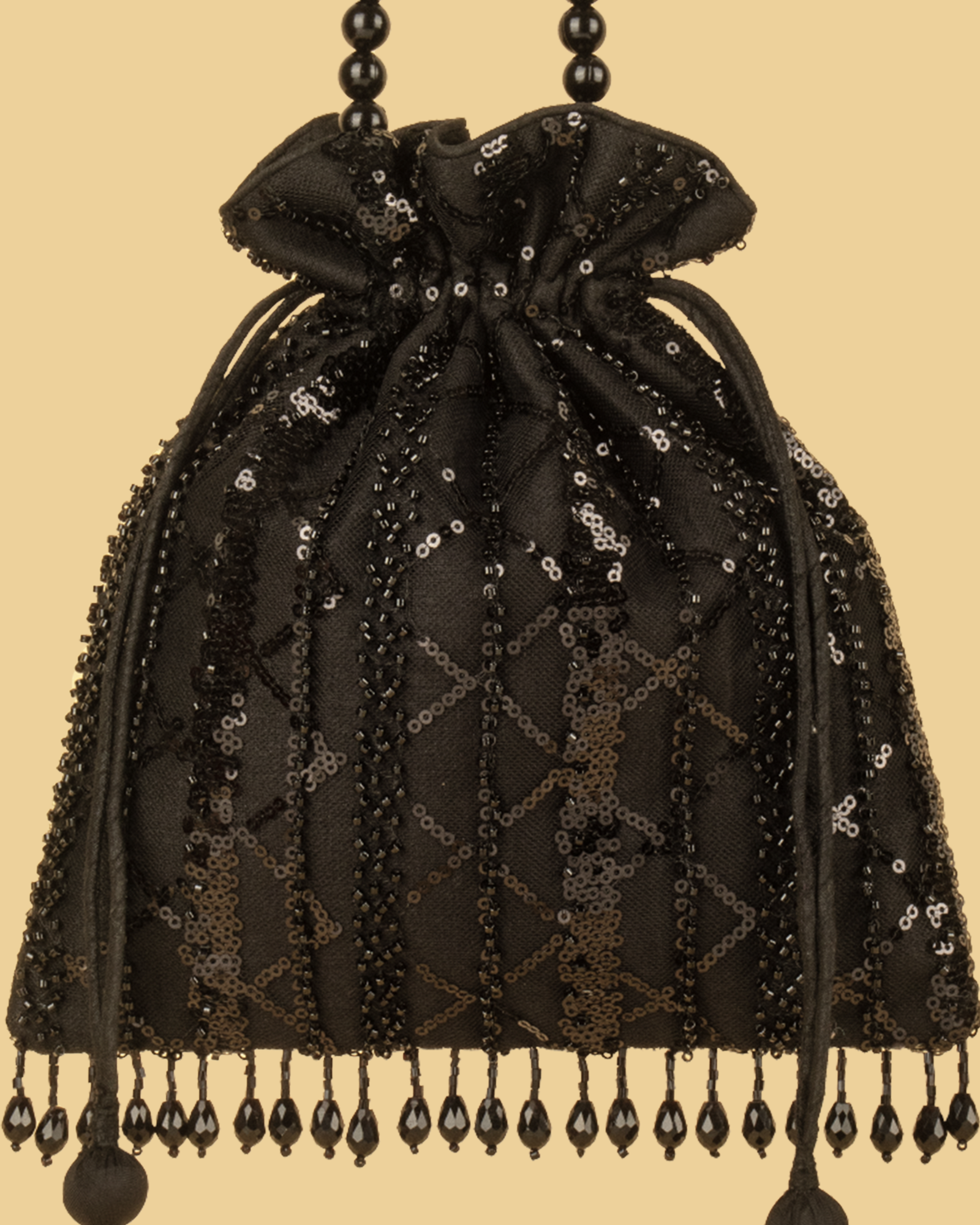 ELYSE Sequin Potli Bag - Black