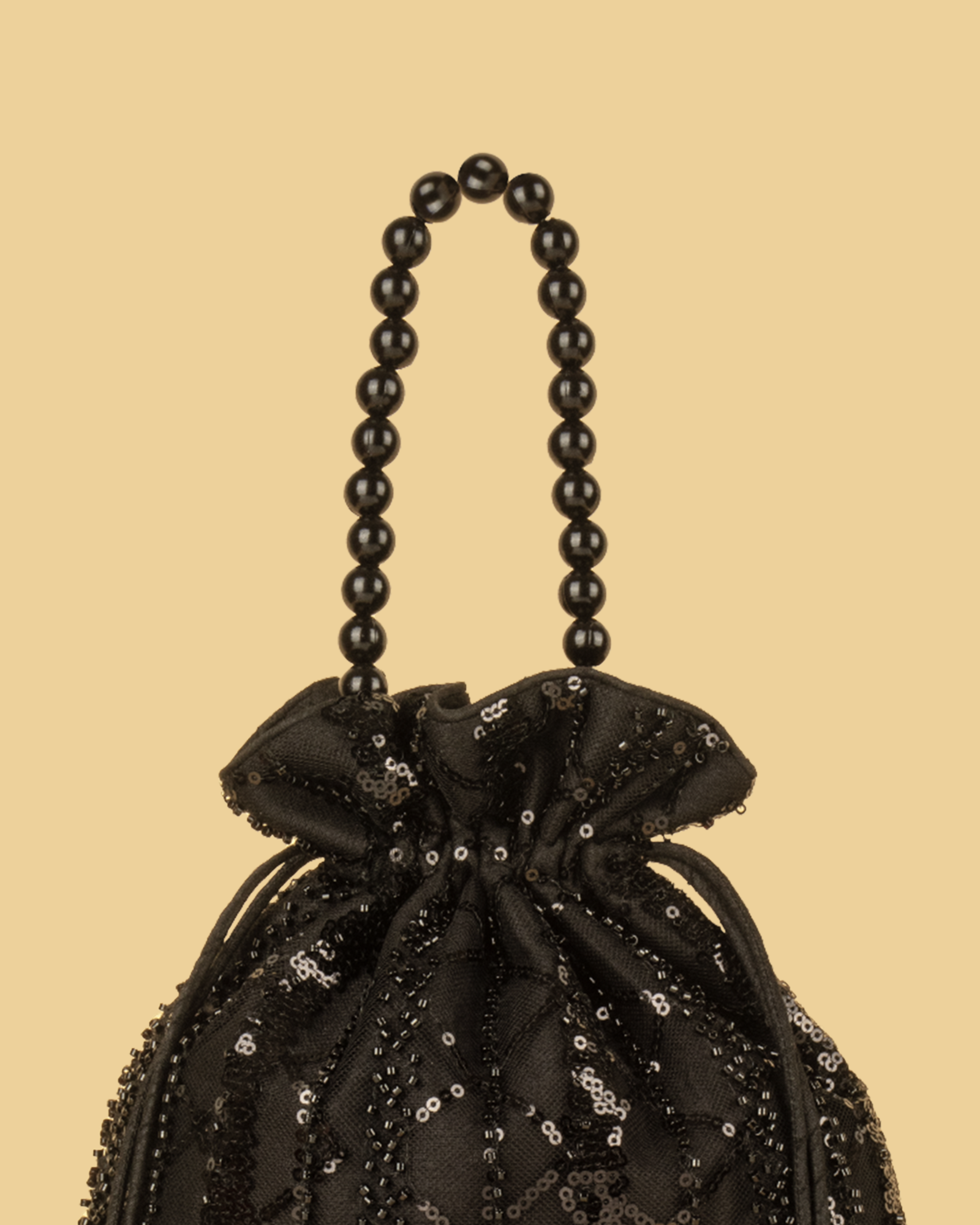 ELYSE Sequin Potli Bag - Black