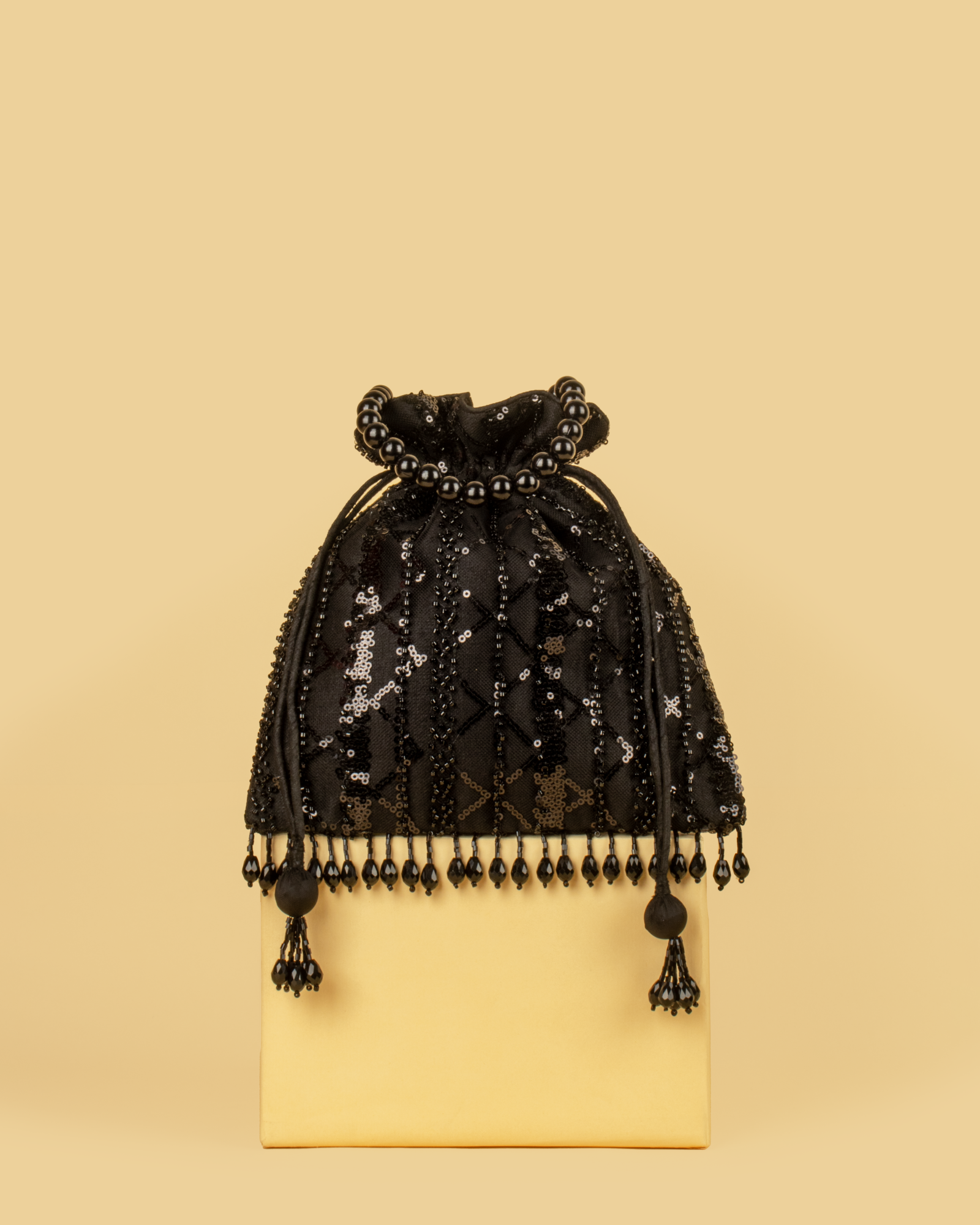 ELYSE Sequin Potli Bag - Black