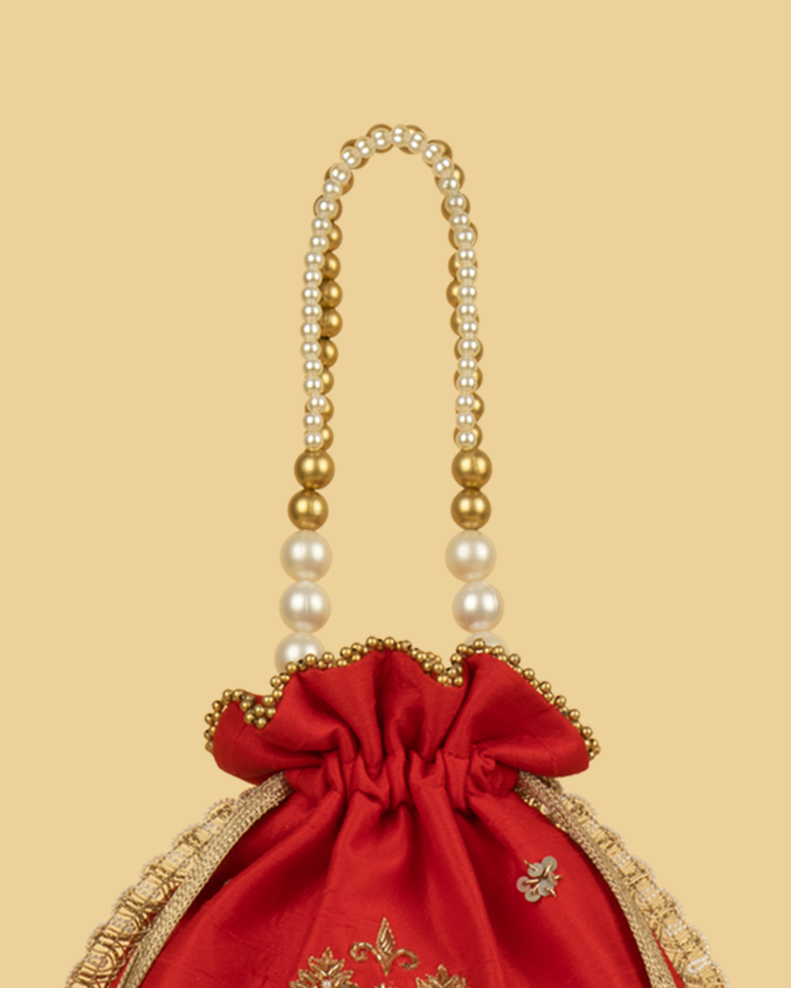 ANVI Silk Heritage Potli Bag - Red