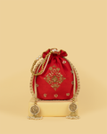 ANVI Silk Heritage Potli Bag - Red