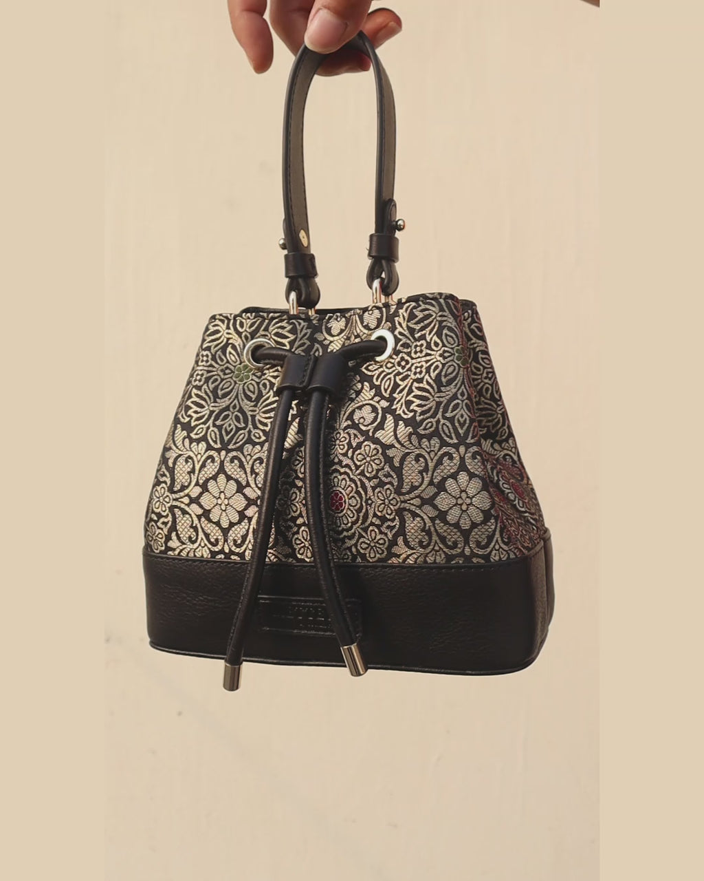 ZARIKA Brocade Bucket Bag - Black