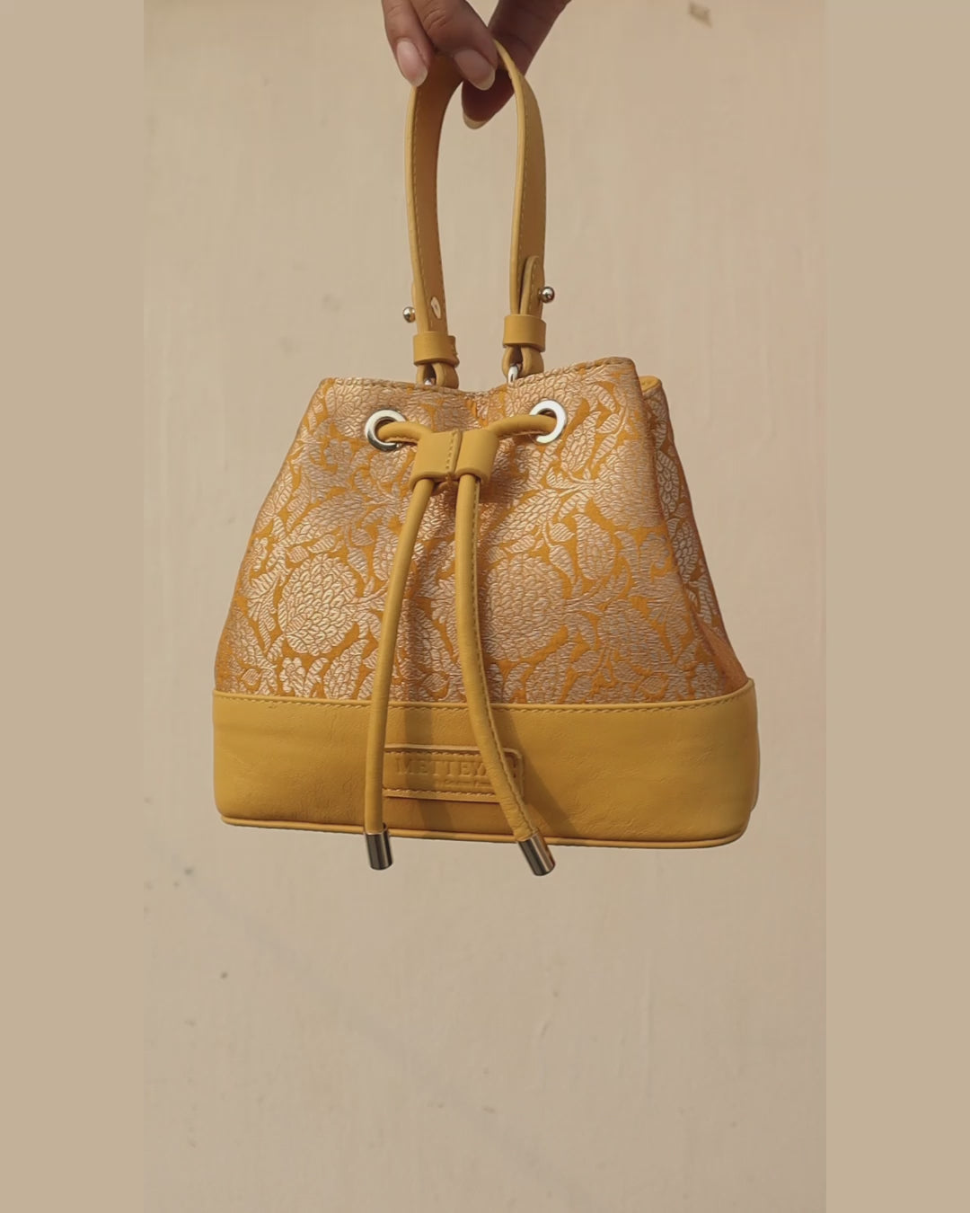 ZARIKA Brocade Bucket Bag - Yellow