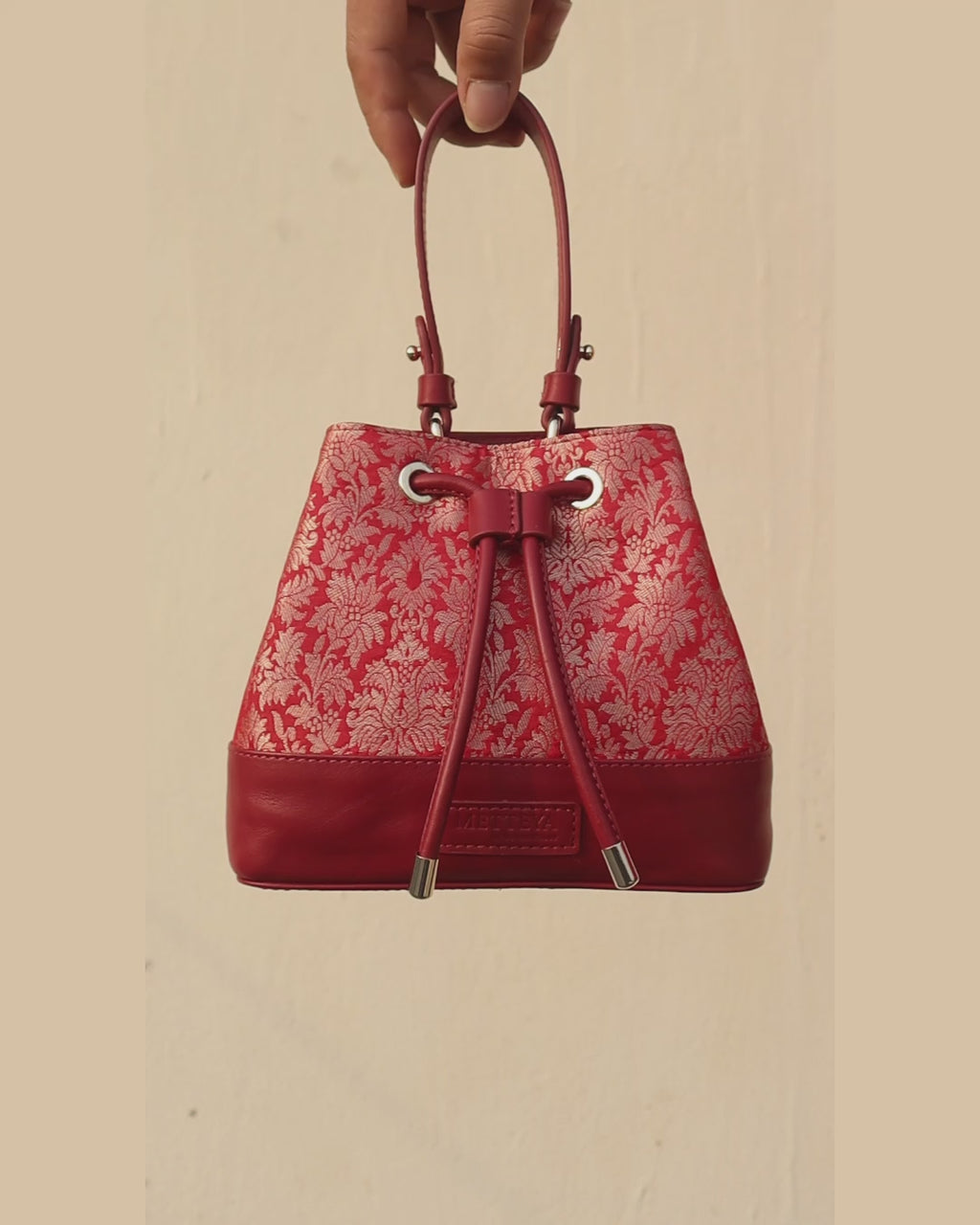 ZARIKA Brocade Bucket Bag - Red