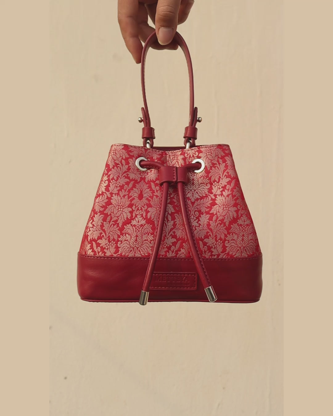ZARIKA Brocade Bucket Bag - Red
